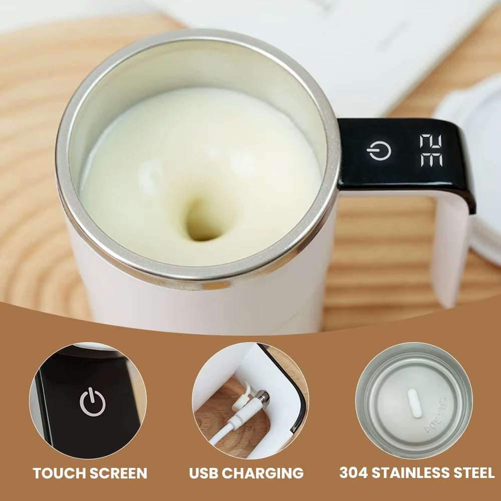 Electric Rechargeable Self-Mixing Travel Mug with USB Charging for Optimal Beverage Blending