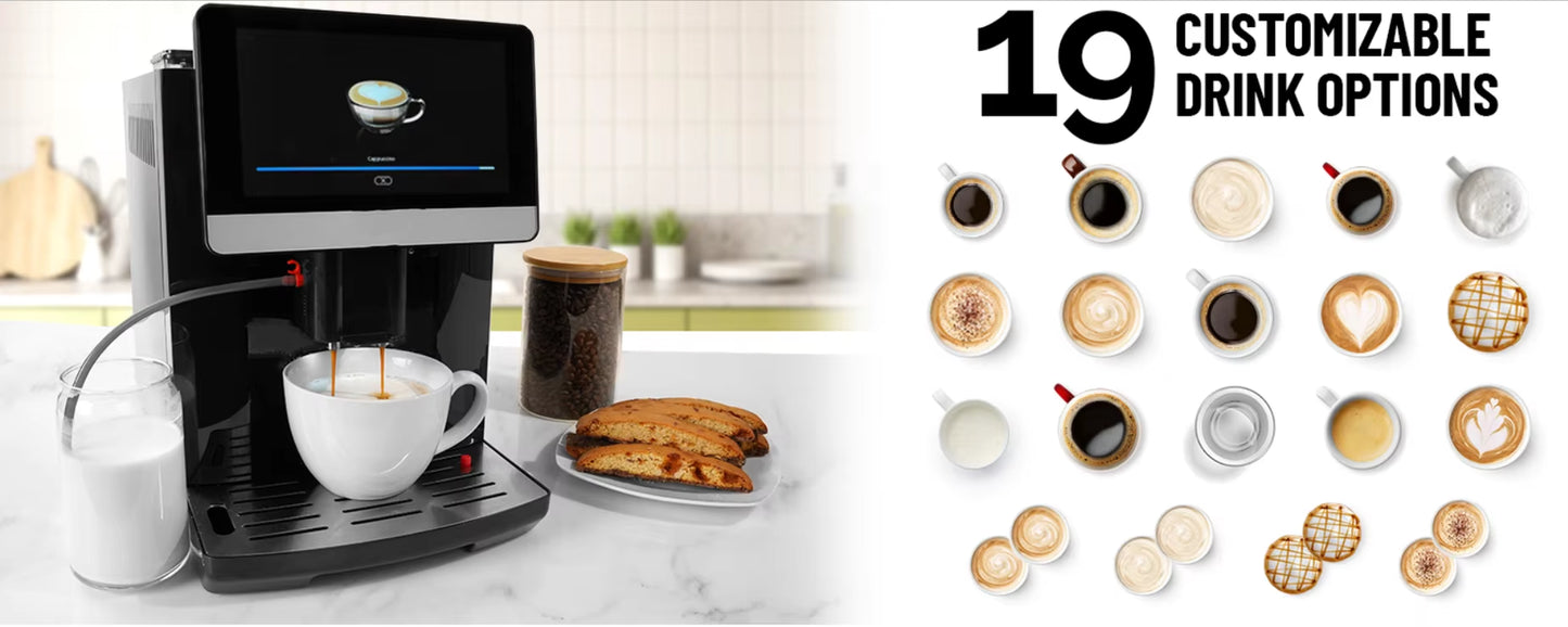 2025 Super Fully-Automatic Espresso Coffee Machine with 19 Drinks