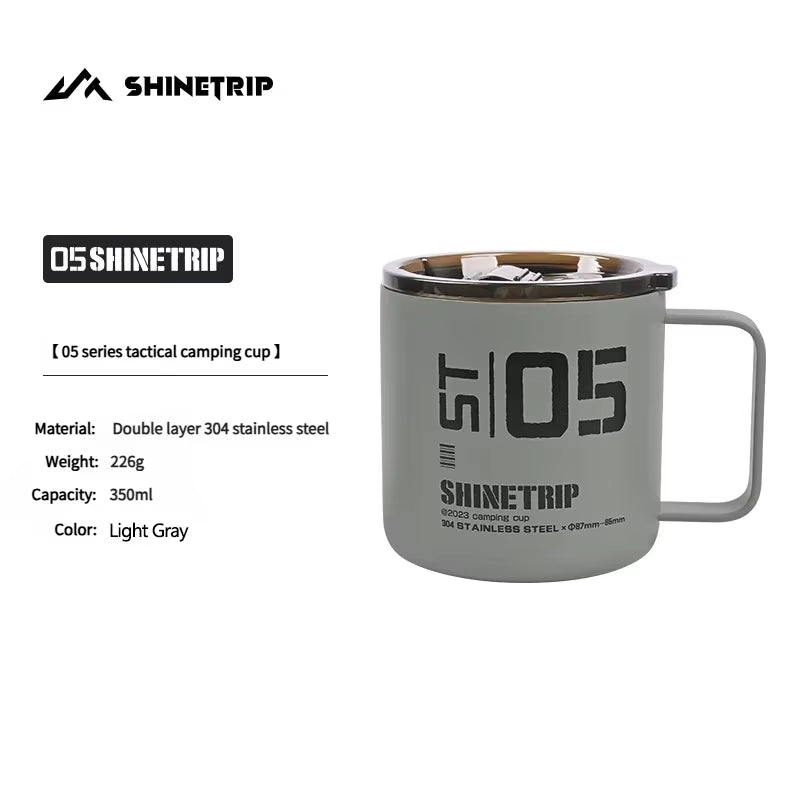 Shinetrip 350ML Double-Layer Insulated Stainless Steel Mug for Outdoor Camping and Hiking, Waterproof and Heat-Resistant
