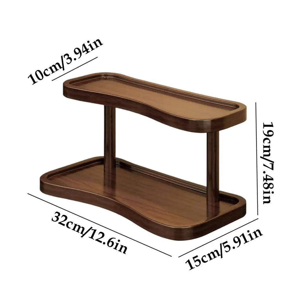 2-Tier Wooden Desktop Organizer for Cosmetics, Beverage Mugs, and Fragrance Display