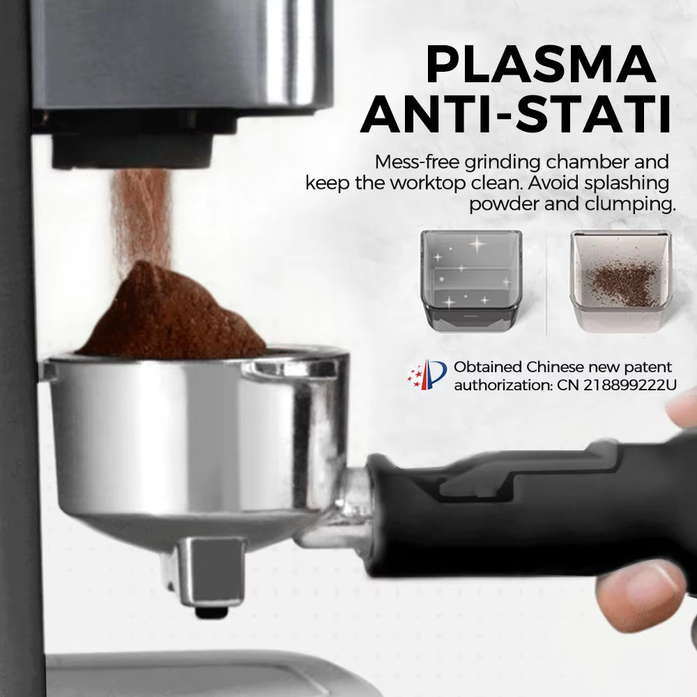CAFELFFE Electric Coffee Grinder with Strainer Container, 48 Adjustable Grinding Settings, Antistatic Function, Durable Plastic and Metal Construction