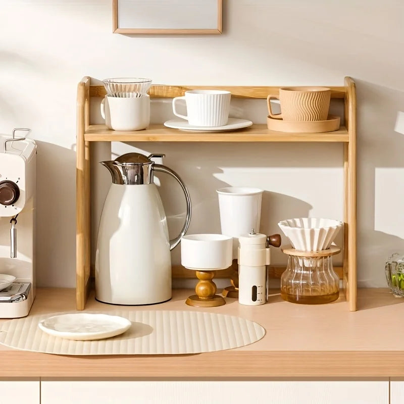 Double-Layer Desktop Cup Holder and Utensil Storage Rack for Coffee and Tea Sets - Optimal Table Organizer and Thoughtful Gift Choice