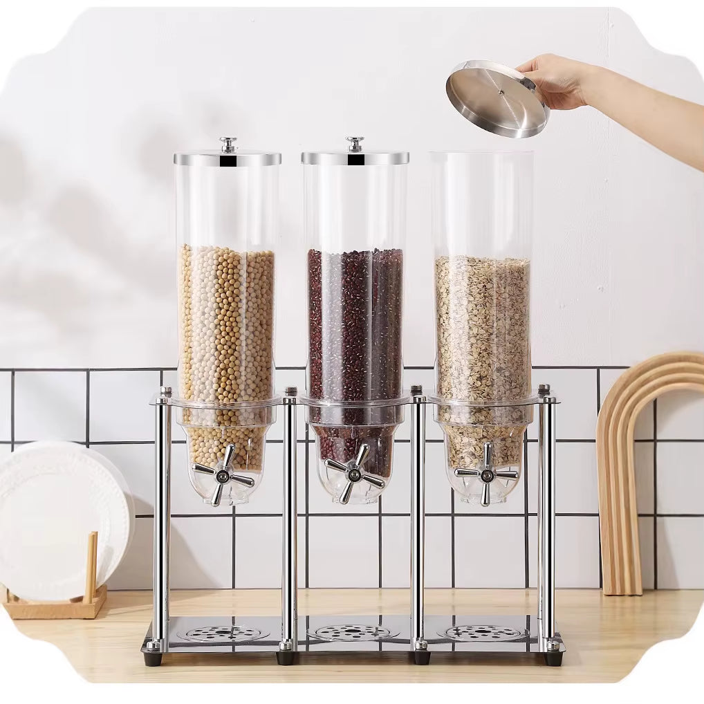 Stainless Steel Grain and Cereal Dispenser - Coffee Bean Storage Container (3.5L, 7L, 10.5L)