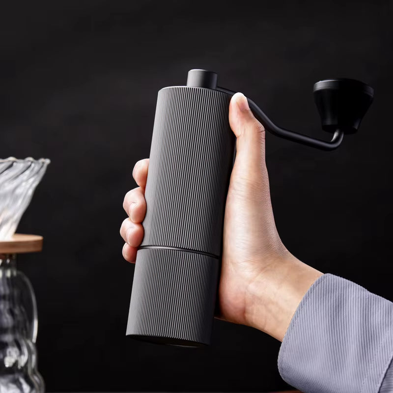 Stainless Steel Manual Coffee Bean Grinder with Adjustable Burr Settings for Commercial Use