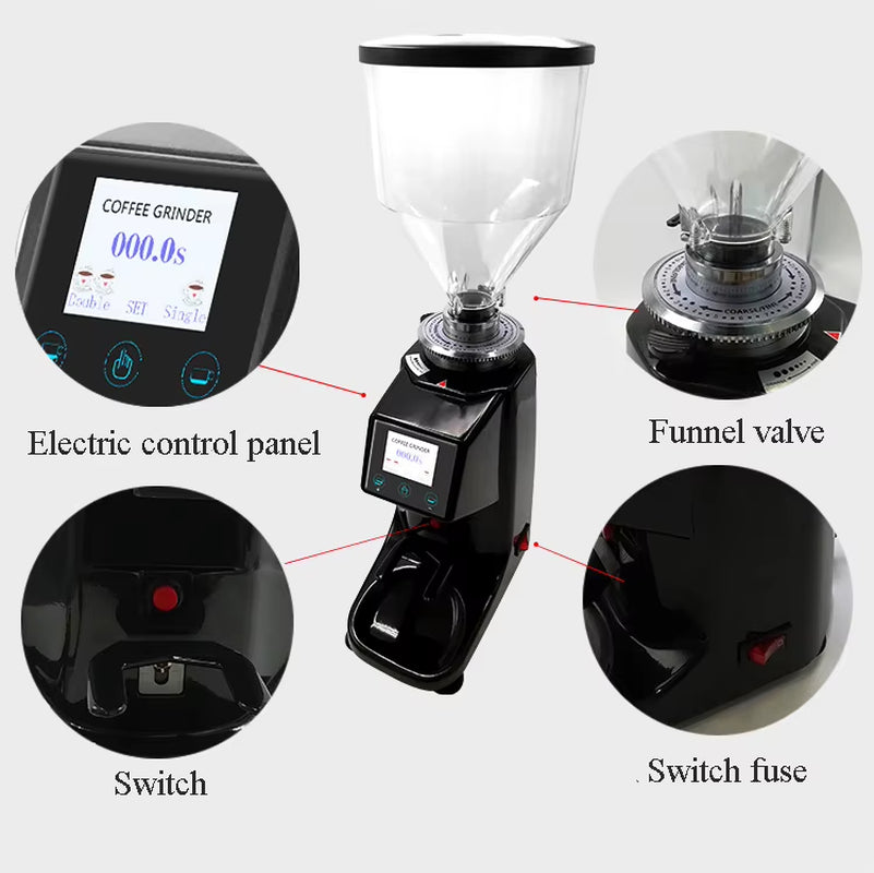 Commercial LED Screen Espresso Grinder 60Mm Burr Electric Coffee Grinder Machine