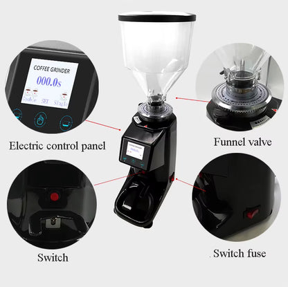 Commercial LED Screen Espresso Grinder 60Mm Burr Electric Coffee Grinder Machine