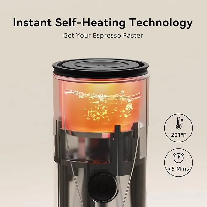 Commercial Portable Espresso and Cappuccino Coffee Maker with USB and Car Battery Compatibility, 5V, ABS Construction