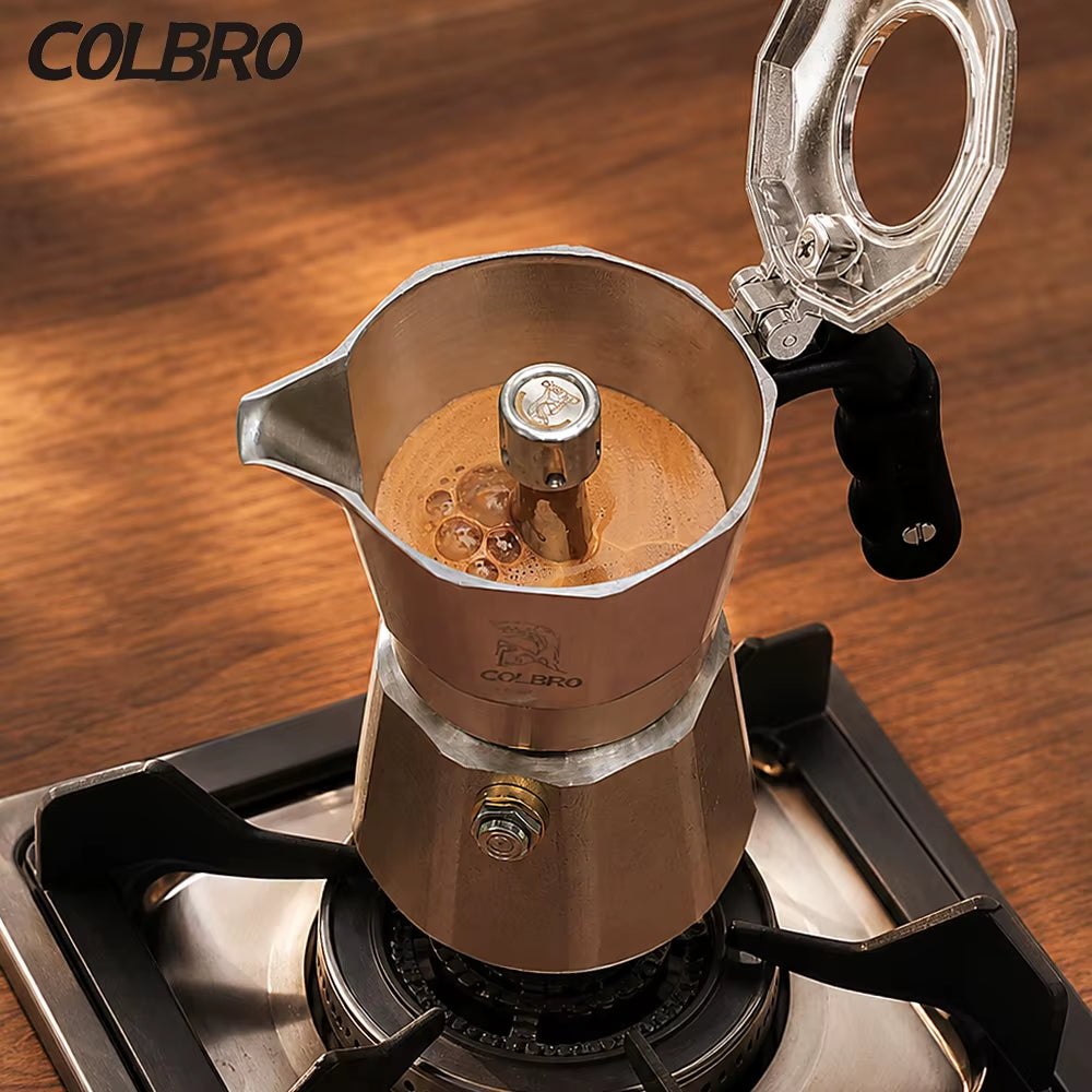 COLBRO Stainless Steel Portable Moka Pot Coffee Maker Set with Dosing Ring Funnel & Tamper All-In-One Home Barista Espresso Kit