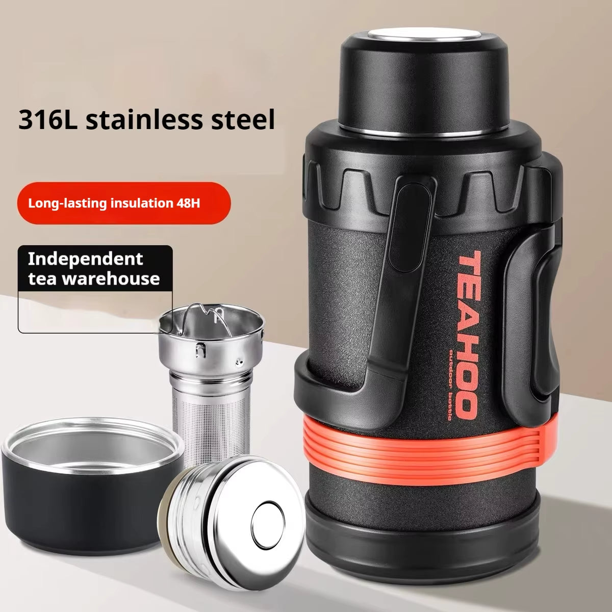 5000ml (169oz) High-Capacity Vacuum Flask - 316L Stainless Steel Thermal Jug for Outdoor Camping