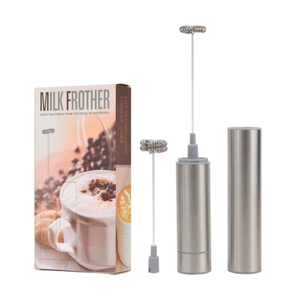 Stainless Steel Electric Milk Frother Egg Beater and Mini Coffee Stirrer Dry Battery Operated for Household Use