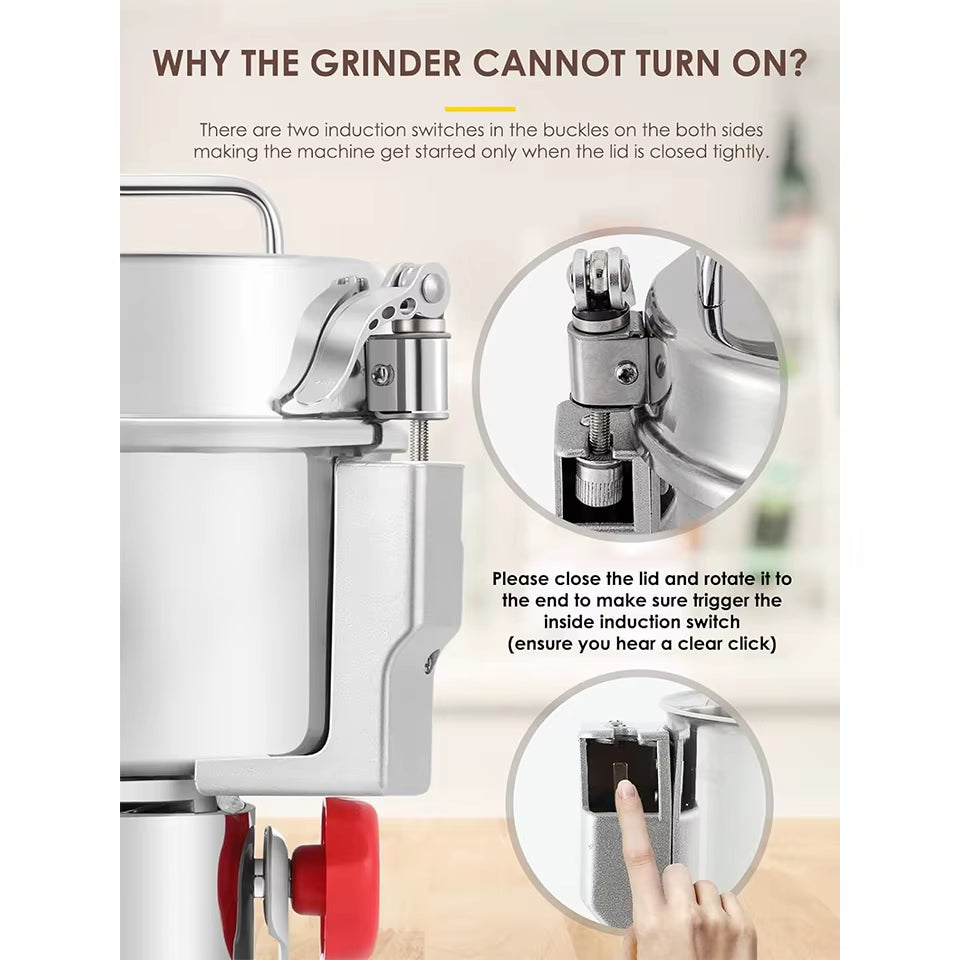 800G High-Speed Electric Coffee and Spice Grinder Mill with Enhanced Safety Features for Commercial Applications
