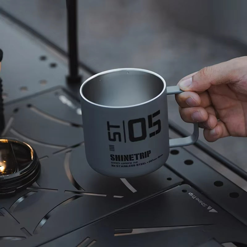 Shinetrip 350ML Double-Layer Insulated Stainless Steel Mug for Outdoor Camping and Hiking, Waterproof and Heat-Resistant
