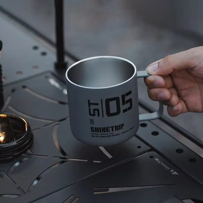 Shinetrip 350ML Double-Layer Insulated Stainless Steel Mug for Outdoor Camping and Hiking, Waterproof and Heat-Resistant
