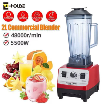 High-Power 5500W Commercial Blender and Juicer with 2L Capacity