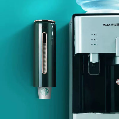 Wall-Mounted Automatic Disposable Cup Holder and Water Dispenser Storage Solution