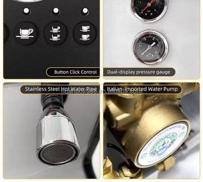 K401T Professional Semi-Automatic Espresso Machine with Stainless Steel Boiler for Stable Pressure Extraction and Precise Temperature Control