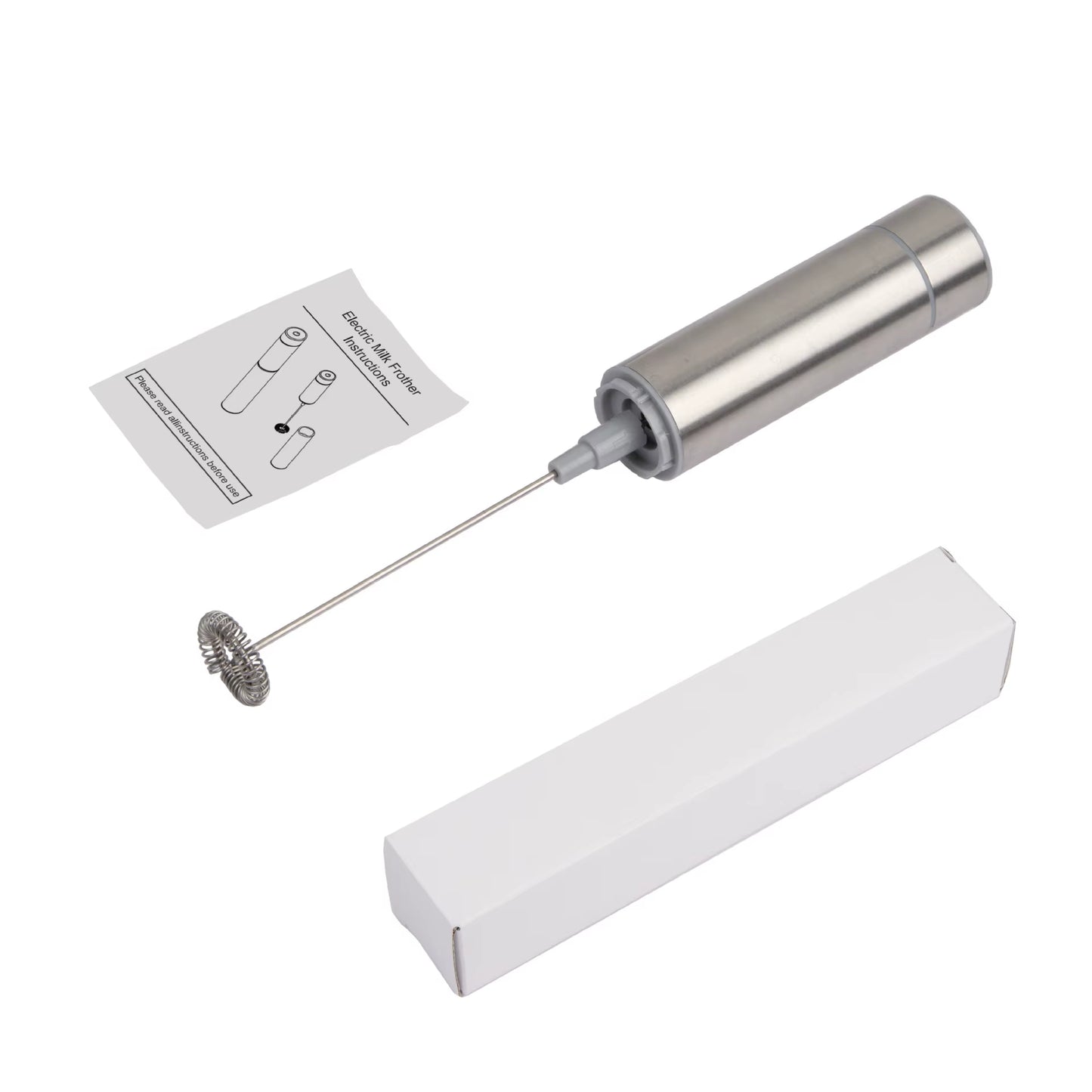 Stainless Steel Electric Milk Frother Egg Beater and Mini Coffee Stirrer Dry Battery Operated for Household Use