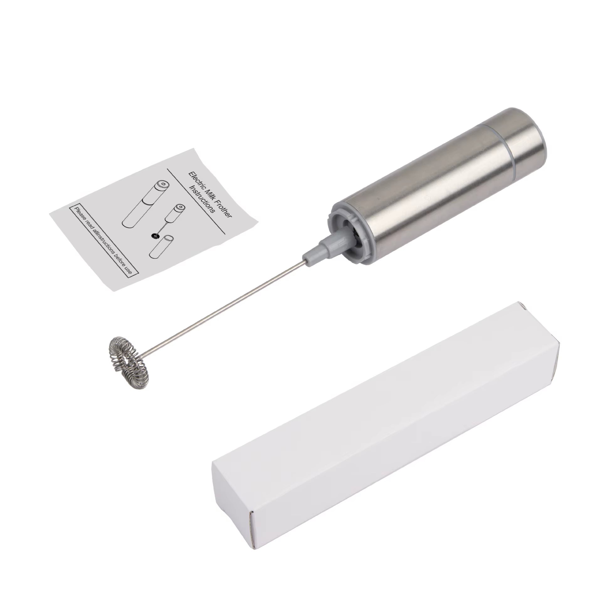 Stainless Steel Electric Milk Frother Egg Beater and Mini Coffee Stirrer Dry Battery Operated for Household Use
