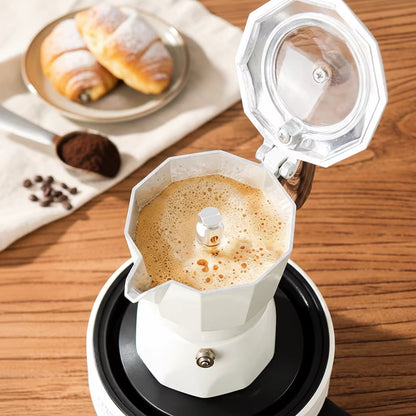 Moka Pot with Double Valves Set Small Extractor Hand Brew Coffee Pot Set Italian Coffee Outdoor Electric Pottery for Coffee Shop