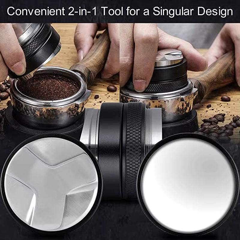 Coffee Distributor Stainless Steel Dual Head Coffee Tamper Adjustable Depth Espresso Hand Coffee Tamper Machine Pressing Tool