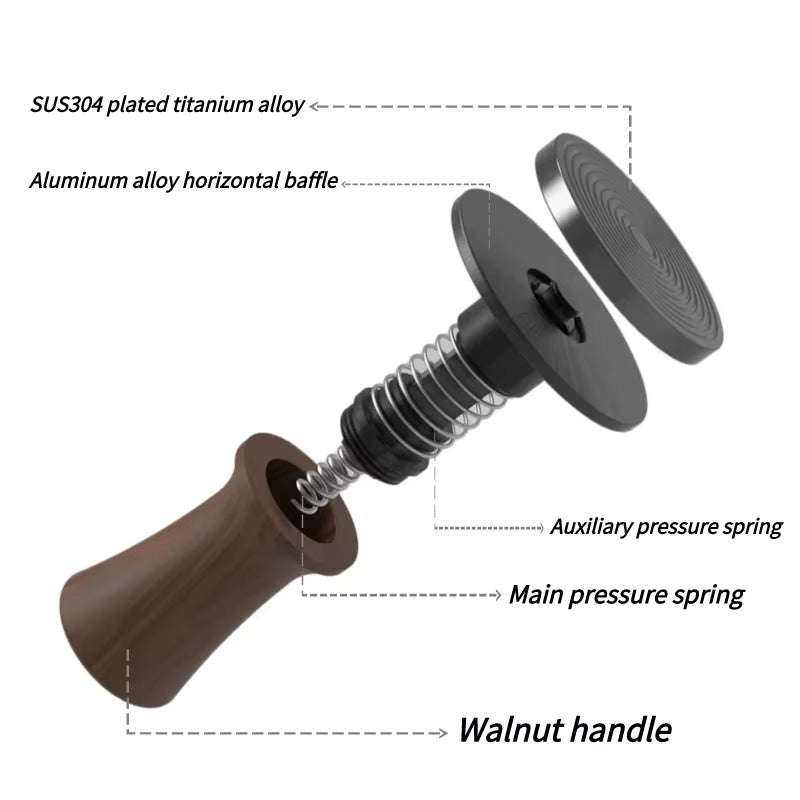 BEARR Coffee Tamper Double Spring Coffee Powder Walnut Handle Constant Pressure Springcoffeetamper 51/53/53.7/58.35 Barista Tool