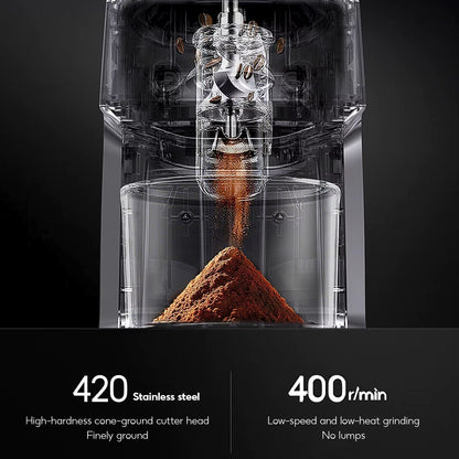 Electric Portable Coffee Grinder with Stainless Steel Burrs, 51mm/58mm, Electronic Timer, 250g Capacity