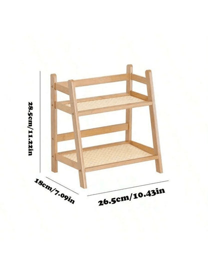 2-Tier Bamboo Countertop Organizer for Coffee Cups - Elegant Storage Solution for Hospitality, Residential, and Culinary Spaces