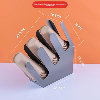 Commercial Stainless Steel Cup Divider and Storage Rack Cup Holder for Milk Tea Shop Supplies and Coffee Utensil Storage Box