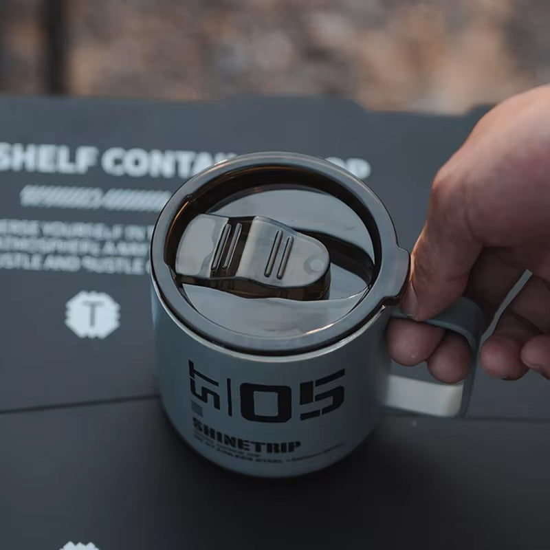 Shinetrip 350ML Double-Layer Insulated Stainless Steel Mug for Outdoor Camping and Hiking, Waterproof and Heat-Resistant