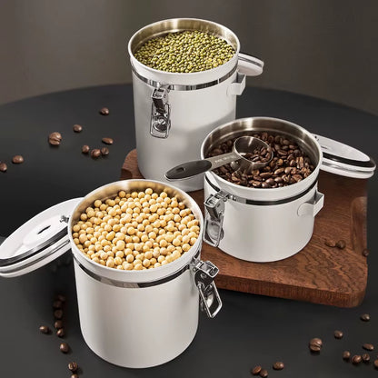 Airtight Stainless Steel Food Storage Canisters for Coffee, Tea, Flour, Cereal, and Sugar with Scoop and Date Tracker