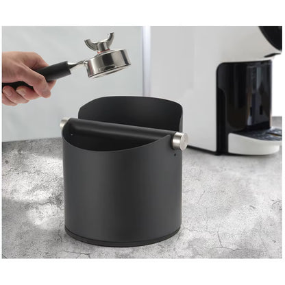 Round Square Stainless Steel Coffee Grounds Knock Box Bucket with Removable Knock Bar and Non-Slip Base Accessories