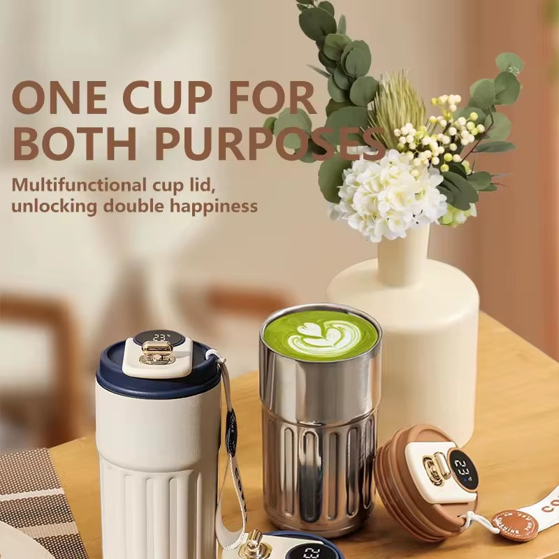 Insulated Stainless Steel Vacuum Tumbler with Temperature Display - Custom OEM/ODM Logo Options Available