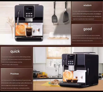Energy Saving 20 Oz Household Espresso Coffee Vending Machine Semi-Automatic Large Capacity Freshly Ground Brushed Stainless 40