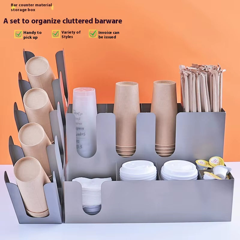 Commercial Stainless Steel Cup Divider and Storage Rack Cup Holder for Milk Tea Shop Supplies and Coffee Utensil Storage Box