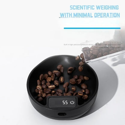 Precision Mini Digital Coffee Scale with 0.1g Accuracy - Portable Espresso Brewing Weighing Scale with Bean Plate for Kitchen and Outdoor Use