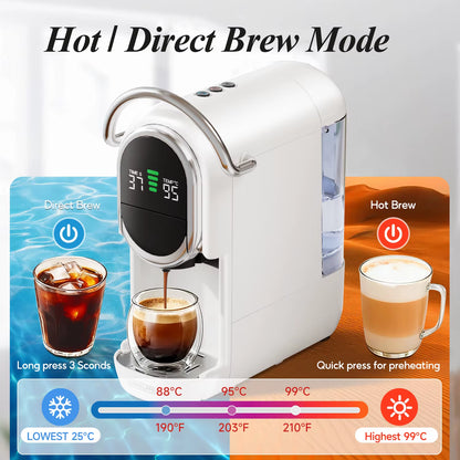 Cafelffe MK-609S 6-in-1 Coffee Machine with 20 Bar Pressure, 7 Adjustable Water Levels, 600ml Tank, and Hot/Cold Espresso Brewing Capability