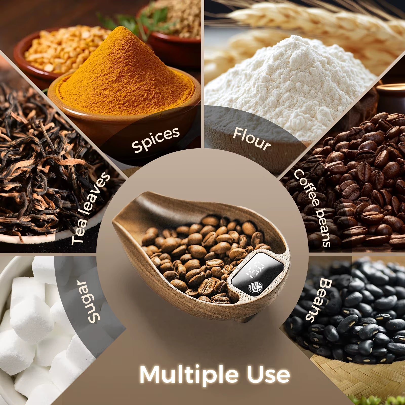 Rechargeable Digital Coffee Scale with 0.3G Precision and Wooden Finish, Includes Spray Bottle Barista Tool