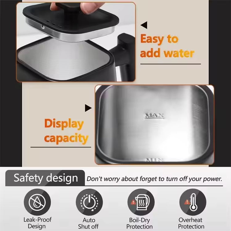 304 Stainless Steel 0.9L Black Digital Smart Pour over Coffee Tea 360 Degree Rotational Base Electric Gooseneck Kettle