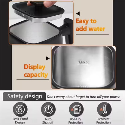 304 Stainless Steel 0.9L Black Digital Smart Pour over Coffee Tea 360 Degree Rotational Base Electric Gooseneck Kettle