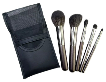 Premium Mini Coffee Makeup Brush Set with Goat Hair in Travel Bag - Fluffy Facial Brushes from Private Label Factory for Direct Wholesale Supply