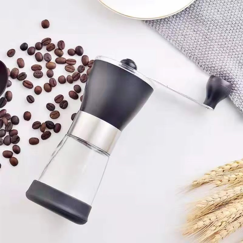 Premium Glass Manual Coffee Grinder - Portable Hand-Cranked Mill for Home and Travel Use