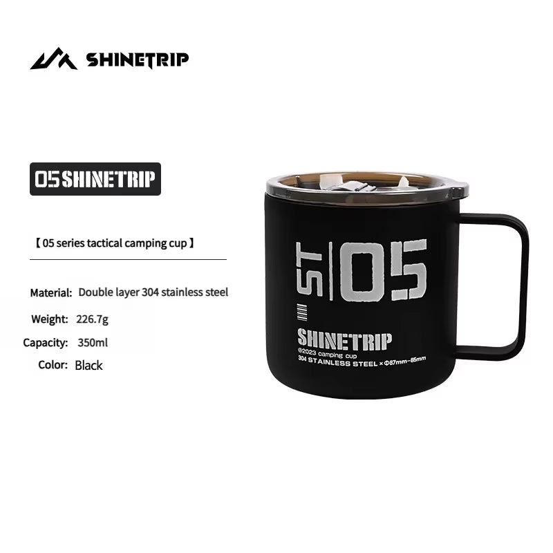 Shinetrip 350ML Double-Layer Insulated Stainless Steel Mug for Outdoor Camping and Hiking, Waterproof and Heat-Resistant