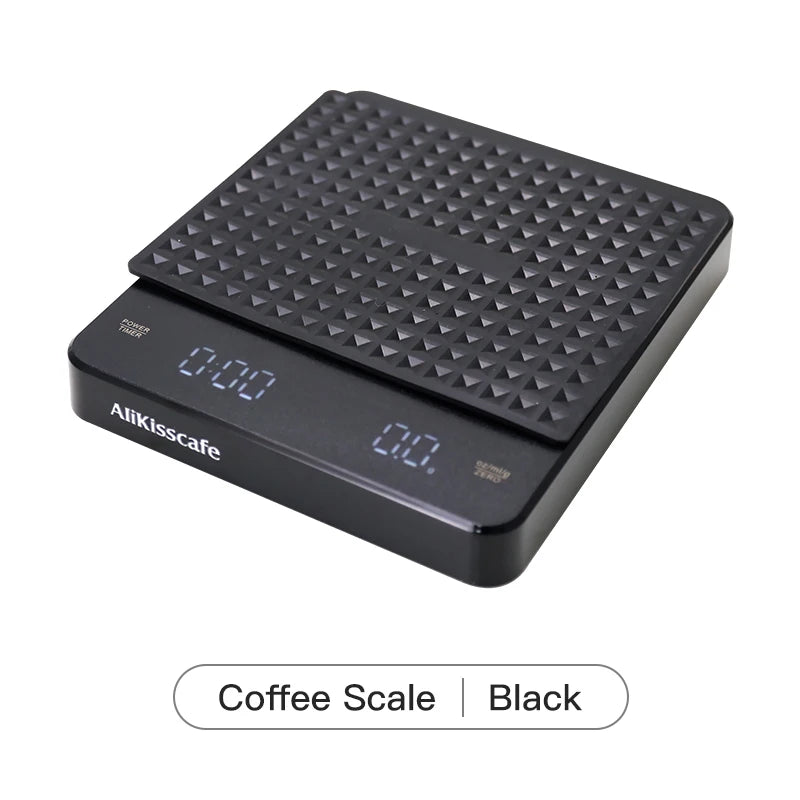 Alikisscafe Professional Digital Coffee Scale with Timer - Rechargeable USB Scale with Precision Mat (0.1g Accuracy)