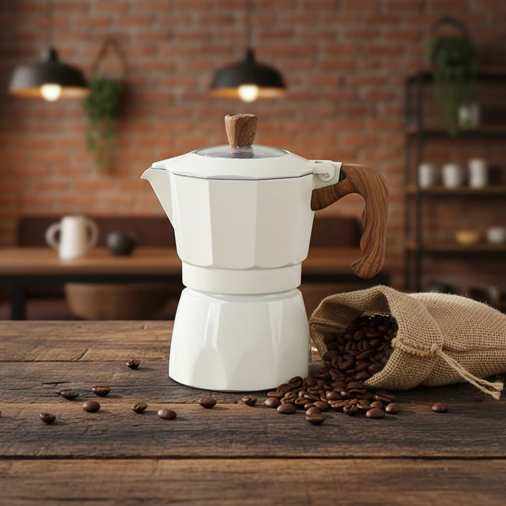 Moka Pot with Double Valves Set Small Extractor Hand Brew Coffee Pot Set Italian Coffee Outdoor Electric Pottery for Coffee Shop