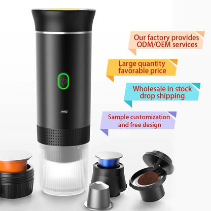 Customizable Compact Coffee Maker with Heating Function for Outdoor Applications