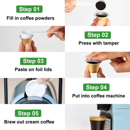 100-Pack Disposable Fillable Aluminum Foil Coffee Pods Compatible with Original Line Espresso Machines