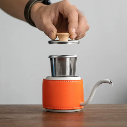 Stainless Steel Hand Brewed Coffee Pot with Hanging Ears, Portable Teapot for Outdoor Camping