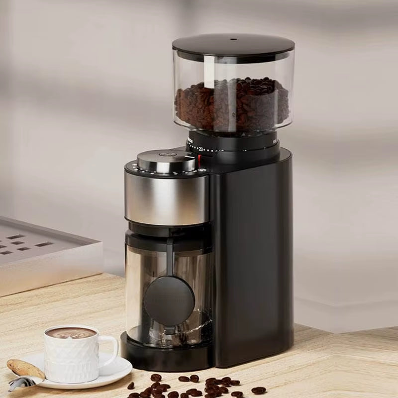 Electric Coffee Bean Grinder - Adjustable Fineness Mill for Espresso and Pour-Over Brewing, Compact Design for Home Use
