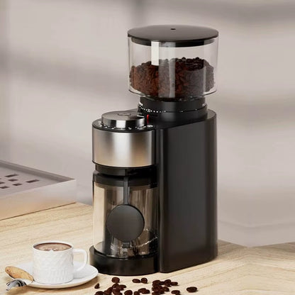 Electric Coffee Bean Grinder - Adjustable Fineness Mill for Espresso and Pour-Over Brewing, Compact Design for Home Use