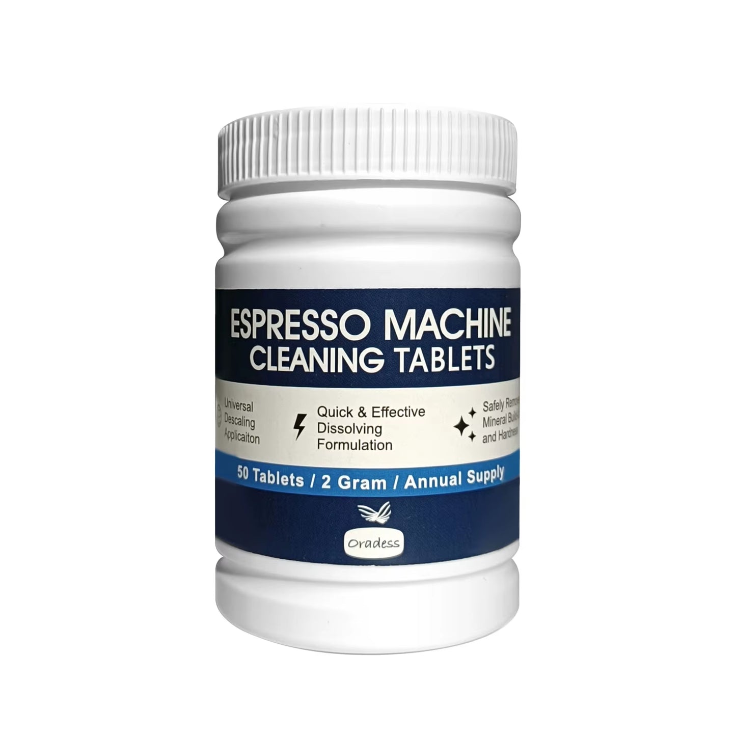 Oradess Espresso Machine Cleaning Tablets - 50 Disposable Descaling Tablets for Effective Stain Removal